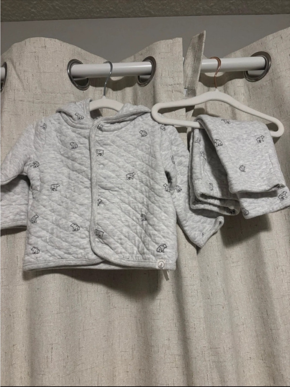 Little Planet by Carter's Quilted Baby Hoodie Set in Light Heather Gray